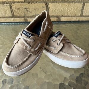 Sperry Tan Sneakers with Moc-Toe and Rawhide Laces